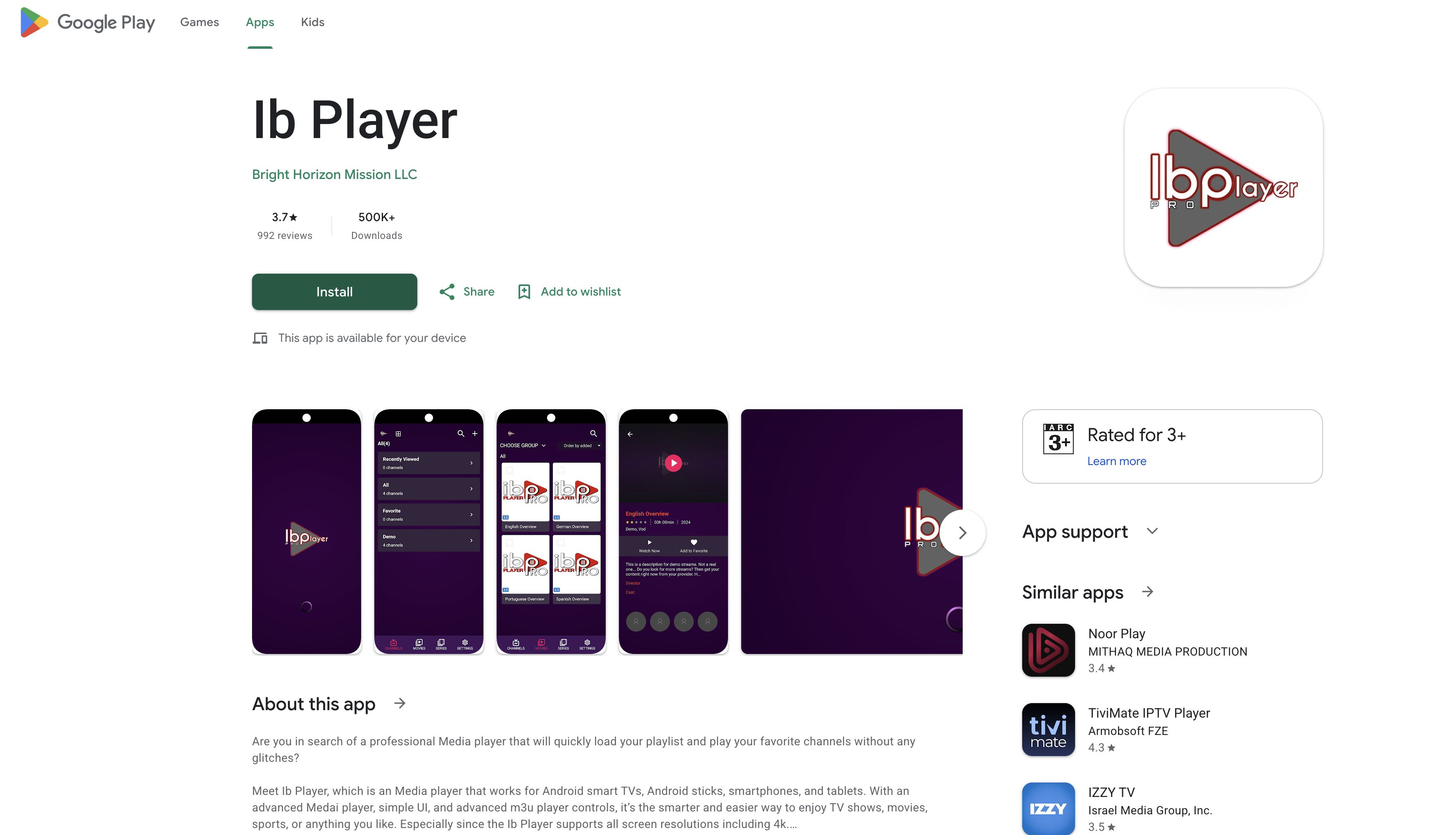 Install Ib Player for England IPTV on Android / TV Box