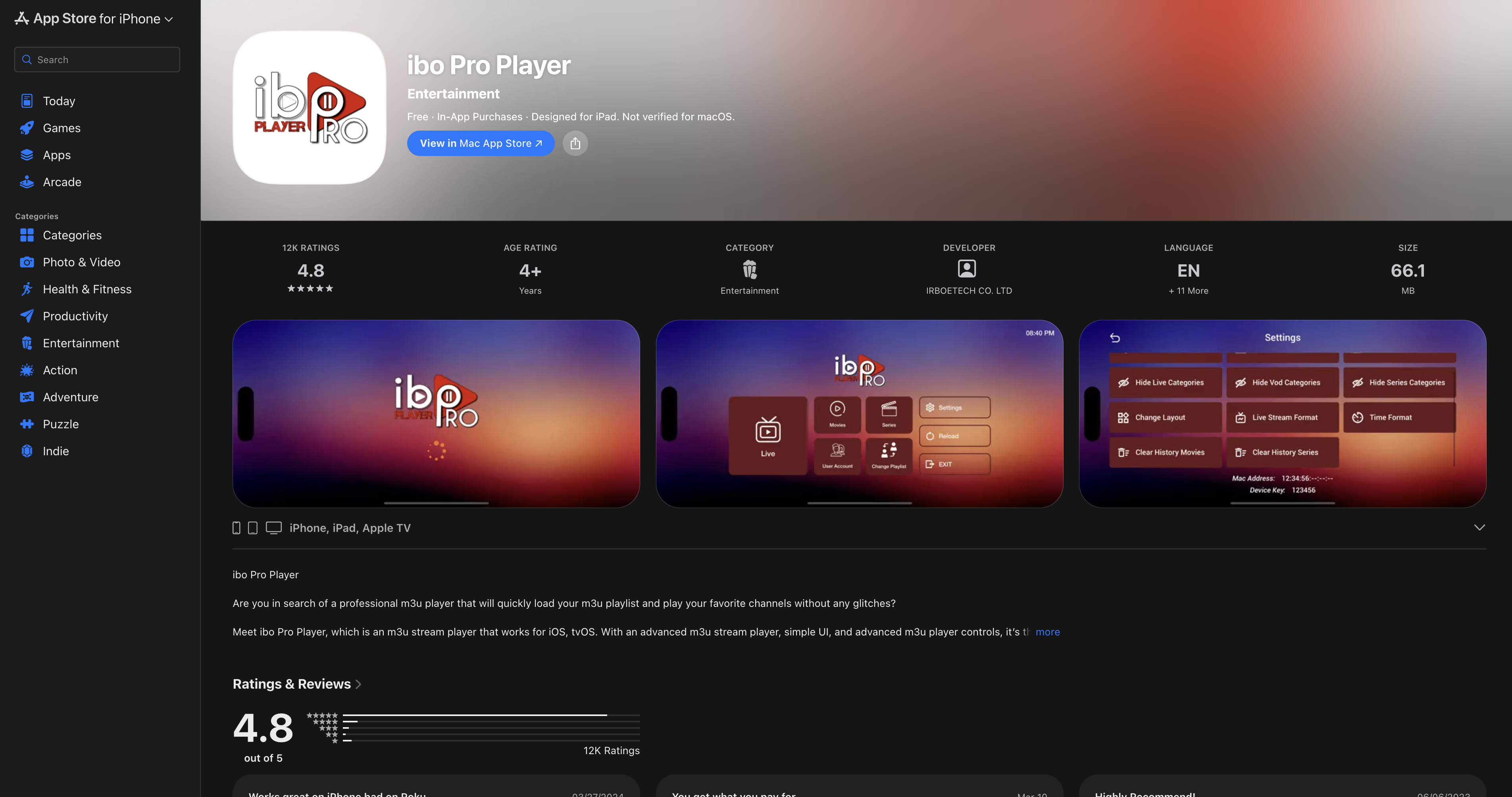 Install ibo Pro Player for England IPTV on iPhone / iPad