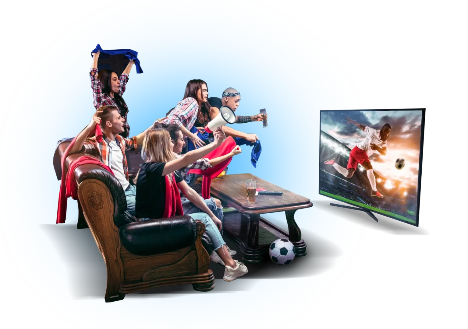Football fans watching live sport on England IPTV - Sky Sports and TNT in 4K